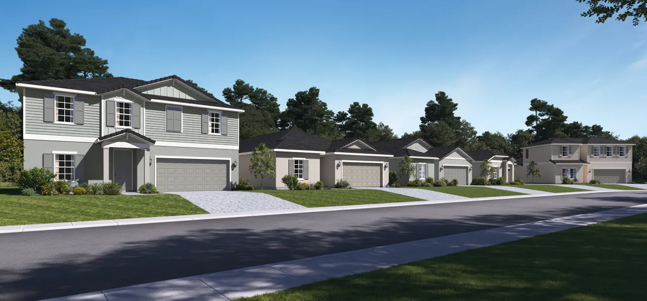 Gatherpoint Executive Homes streetscape rendering.
