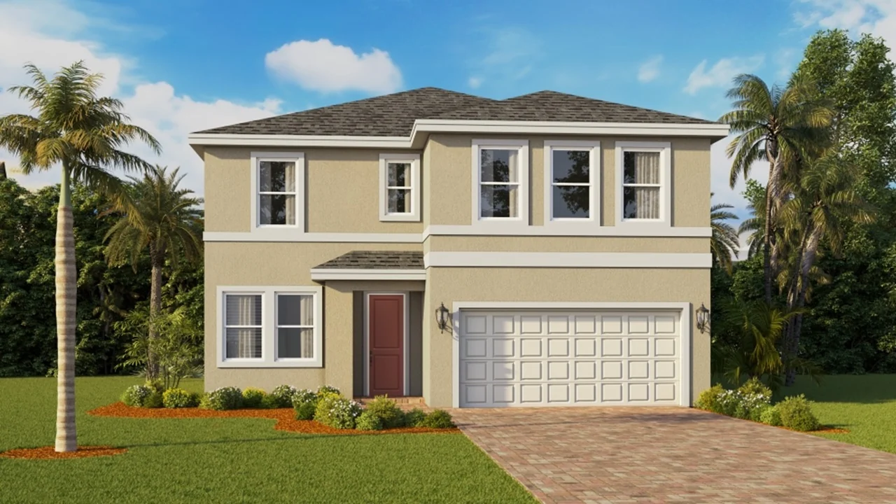 Outside of the Coral L Two Story home in Lakes of Estero.